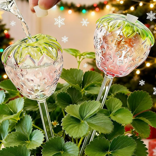 Plant Watering Globes, 2pcs Self Watering Planter Insert, Glass Watering Bulbs for Indoor Outdoor Plants, Mushroom Top-Fill Plant Watering Devices for Travel Vacation While Away