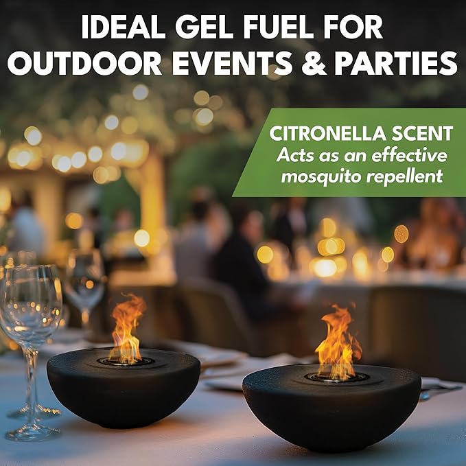 Superior Trading Co. Citronella Gel Fuel Cans, Clean-Burning Bioethanol, Smoke-Free, Fresh Scent 3-Hour Burn, Indoor & Outdoor Safe, 368g, 3 Pack