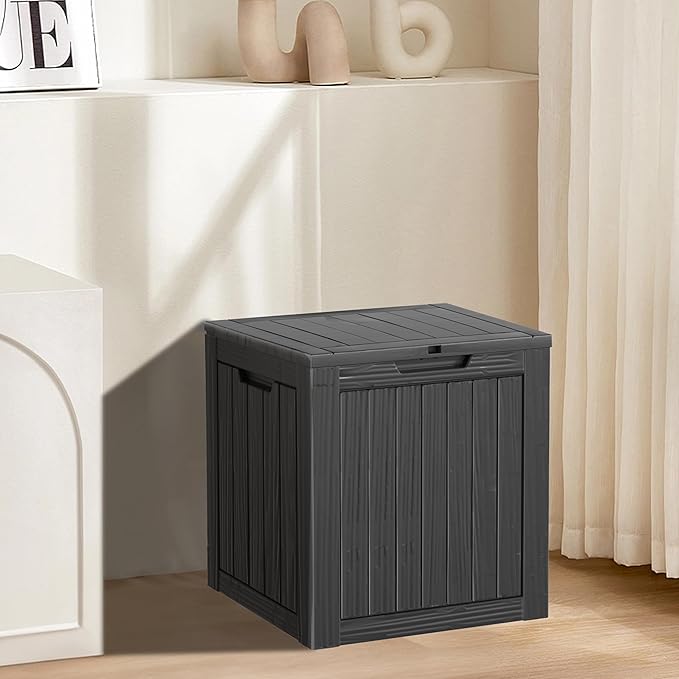 Yardgrace 29 Gallon Resin Deck Box Waterproof Outdoor Storage Box for Patio Furniture Pool Accessories Indoor Storage for Cushion Garden Tools, Black