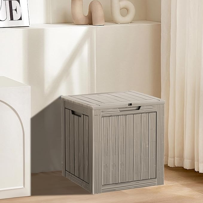 Yardgrace 29 Gallon Resin Deck Box Waterproof Outdoor Storage Box for Patio Furniture Pool Accessories Indoor Storage for Cushion Garden Tools, Gray