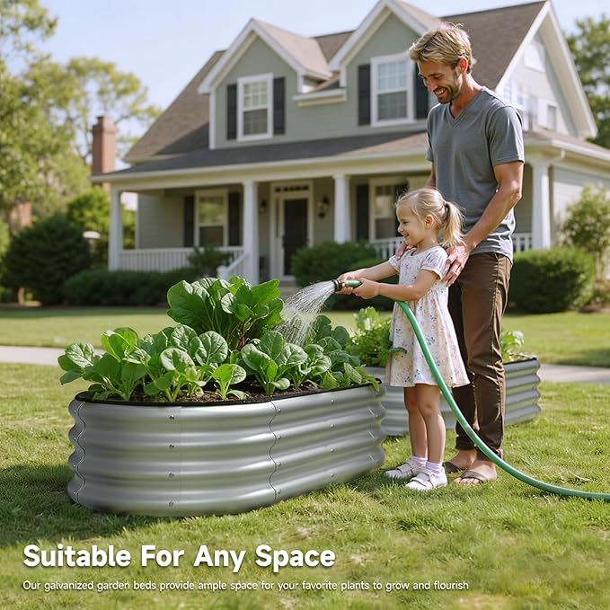 4×2×1FT Raised Garden Bed, Metal Planter Box Outdoor, Planters for Outdoor Plants, Flower, Vegetables, Herbs (Silver,1PC)