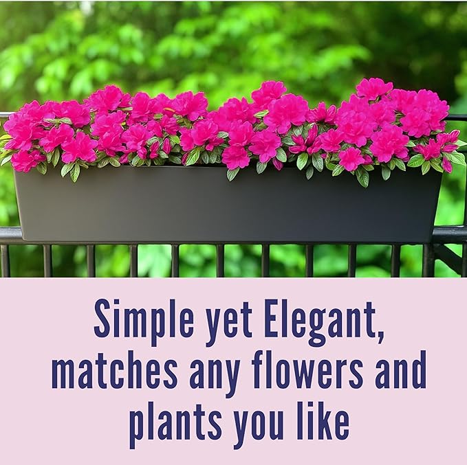 LaLaGreen Rail Planter for Balcony Outdoor (40 Inch, 1 Pack) Large Self Watering System Railing Planters with Brackets, Black Rectangular Window Hanging Flower Boxes Herb Plant Plastic Container Decor