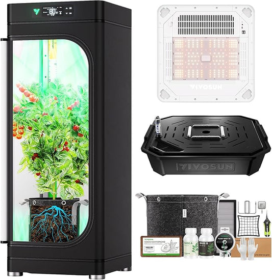 VGrow All-in-One Smart Grow Box, Professional System with Samsung LM301H EVO Grow Light, Advanced Circulation & Ventilation System, Irrigation, Nutrient, Magnetic Window for Indoor Hydroponics