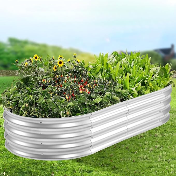 Galvanized Raised Garden Bed Kit - Durable & Aesthetic Raised Garden Bed for Outdoor Gardening, Perfect for Vegetables, Fruits, Flowers, Easy Assembly, 4x2x1 FT (2-Pack)