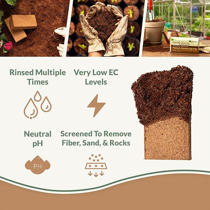 Coco Bliss Coco Coir Bricks (20-Pack, 650gm Bricks) - Organic Coco Coir for Plants - OMRI-Listed Coconut Coir for Plants - Coconut Coir Bricks - Coco Peat for Plants, Garden Soil, & Organic Mulch