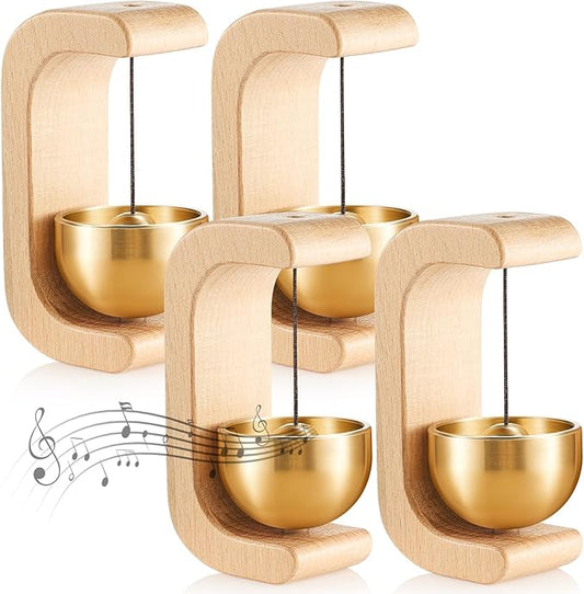 Zonon 4 Pcs Magnetic Wooden Wind Chime Doorbell Decoration Shopkeepers Bell for Door Opening C Shape for Housewarming Gift Refrigerator Room Garden Restaurant (Nature Beech)