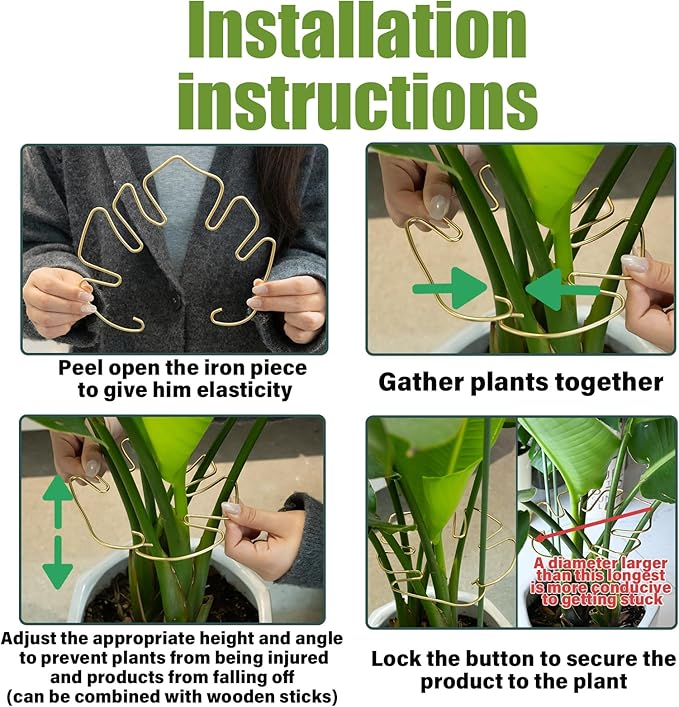 Goooxim 5PCS 11 * 9.4 Inch Monstera Plant Support Stem - Premium Adjustable Leaf Holder & Fishbone Cactus Stake, Durable Gardening Tool for Climbing Plants, Easy Installation & Enhanced Stability