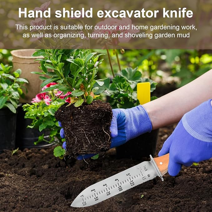 Garden Shovel Saw,Multifunctional Manual Weeding Tool for Weeding,Digging,Pruning,Cultivating, 7" Stainless Steel Blade with Sheath, Full-Tang Wood Handle with Hanging Hole (Beige)