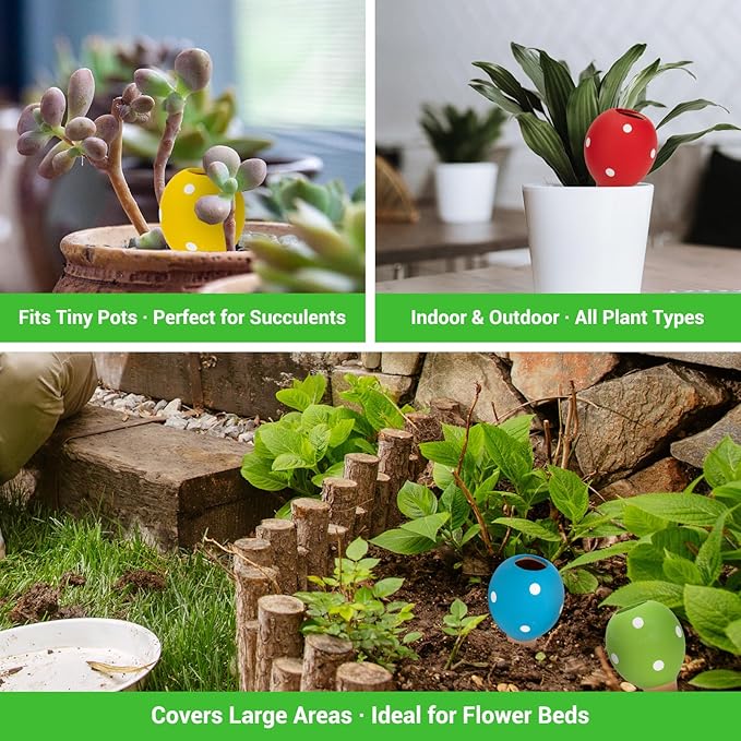 Terracotta Watering Spikes Set -Self Watering Planter Insert with 4 Pcs Automatic Plant Watering System for Indoor Potted Plants, Outdoor Garden, Vacation Plant Care Accessories