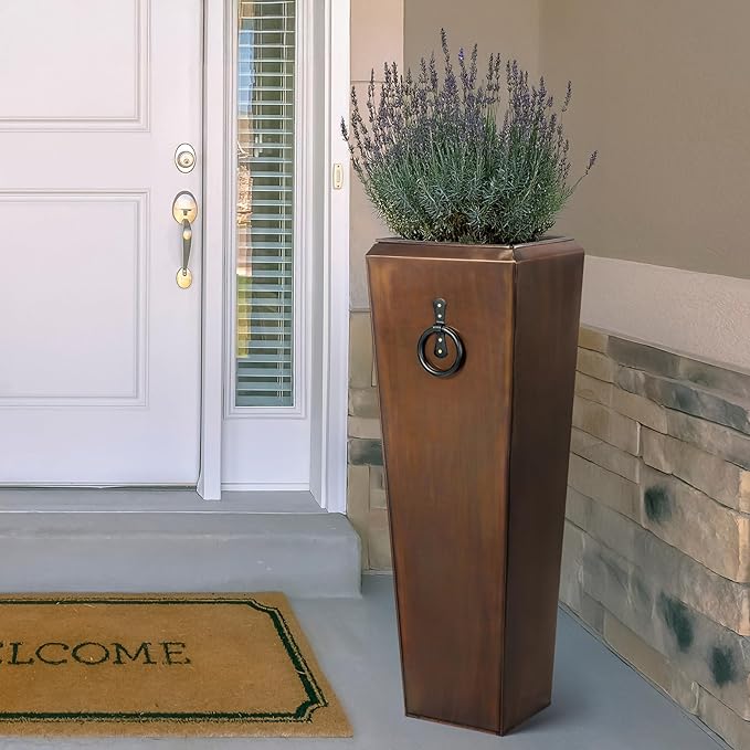 H Potter Tall Outdoor Planters Copper Large Flower Pots Indoor for Patio Balcony Garden Deck Front Porch Entryway Antique Copper Single Large