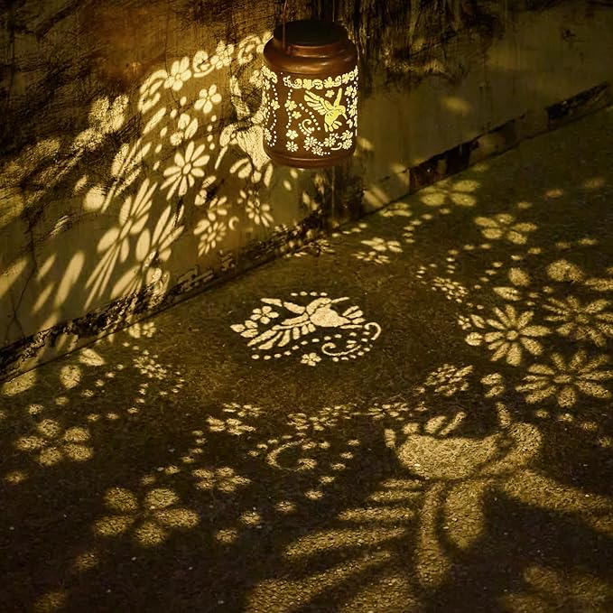 Hummingbird Gift Solar Lanterns Outdoor Waterproof - Metal Hanging Hummingbird Solar Lights Graden Decor for Patio Yard Lawn Backyard Porch Pathway, Christmas Decor Birthday Gift for Women Mom Grandma