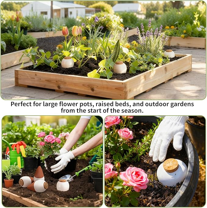 Terracotta Watering Spike, Self Watering Planter Insert, Large Self Watering Globes Automatic Plant Watering Devices for Vacation Care, Garden/Office/Outdoor/Indoor Plants, 4 Pack