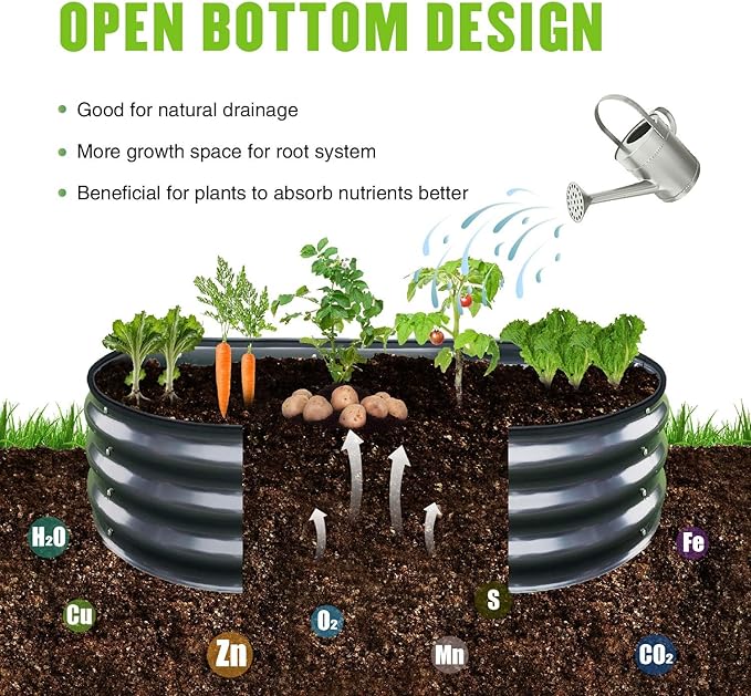 GrowHaus 2 Pack 4x2x1FT Galvanized Raised Garden Bed, Planter Boxes Outdoor Metal Garden Beds for Planting Vegetables Flowers Herbs Dark Gray