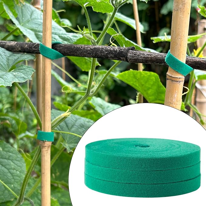 Tangyinrd 2 roll Garden Tie Green Tape Twist Ties for Plants Tomato Plant Support for Effective Growing for Climbing Plants,Reusable Adjustable Garden Plant Ties Gardening Strap
