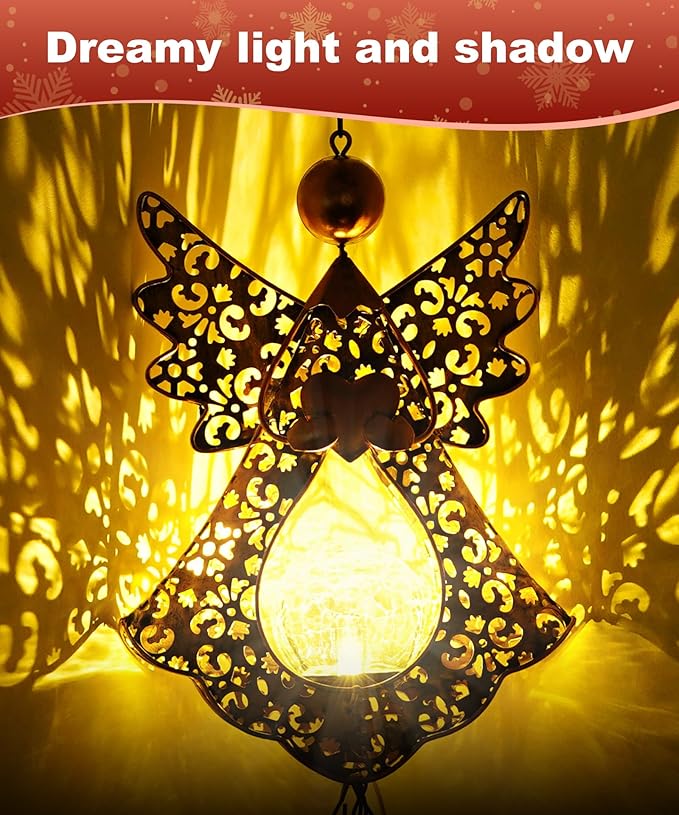 Wind Chimes Outdoor Indoor Decor: Valentines Day Gifts for Her Wife Women Mom Grandma Birthday - Outside Lights for Garden Yard Patio Porch (Angel)
