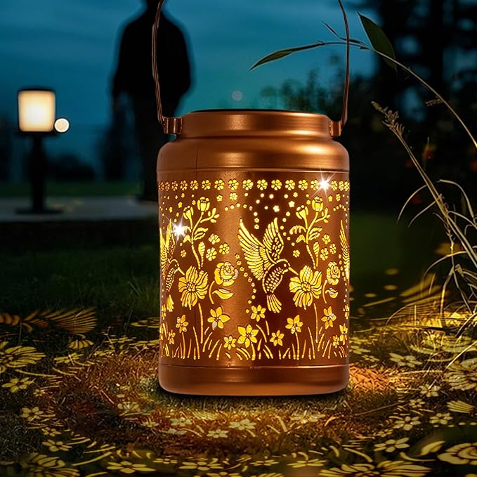 Hummingbird Solar Lantern,Garden Decor Lanterns Decorative Hanging Gardening Gift for Women Mom Mothers Grandma Grandparents Birthday Gifts