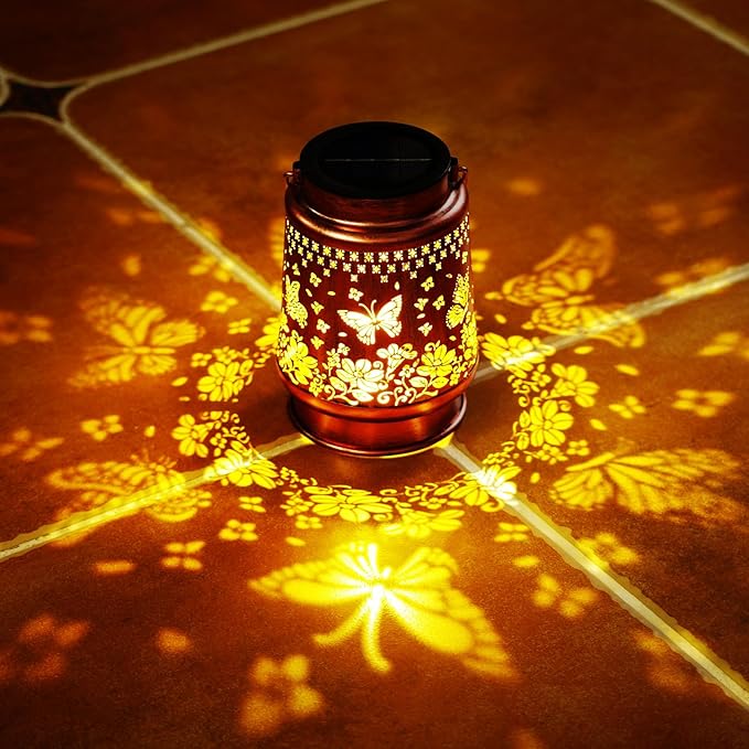 Homemory Christmas Gifts for Women Mom Grandma, Solar Lanterns Butterfly Lights Outdoor Waterproof Garden Decor, LED Hanging Solar Lights for Yard, Patio, Backyard, Porch, Lawn