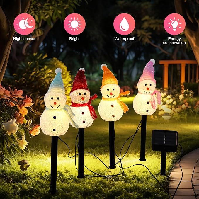 Outdoor Christmas Decorations 2025-Christmas Light Stakes for Yard-Snowman Solar Lights-Snowman Christmas Ornaments for Yard Garden Lawn Landscape Patio Walkway Decor