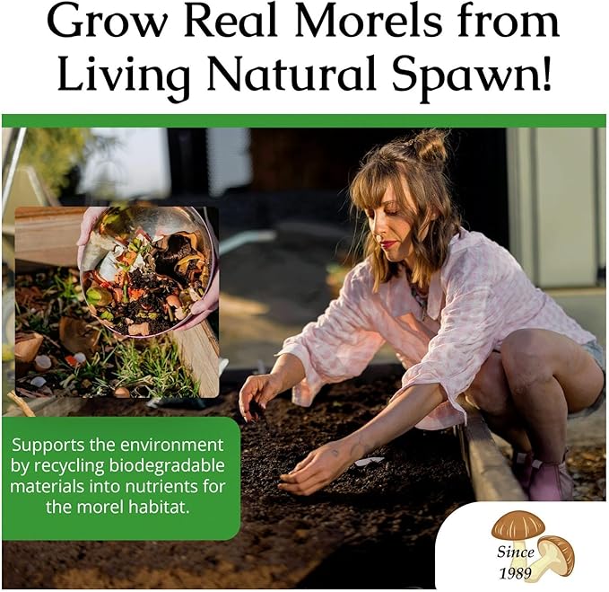 Morel Habitat Kit® & Morel Sticker. Morel Habitat Kit ® Compatible with Any Soil Type Across The U.S., Outdoor Garden & Backyard Cultivation Set with Full Instructions - Made in The USA