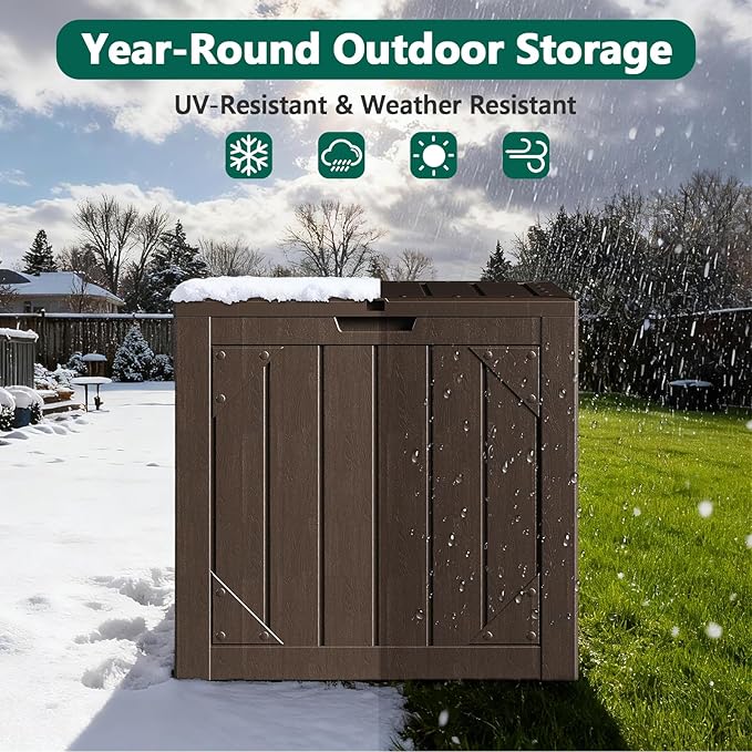MAKE CHANGES Outdoor Storage Box,30 Gallon Deck Box Outdoor Storage Bench Outside Waterproof Resin Storage Bench, Lockable Patio Cushions, Garden Tools Storage For Furniture, UV Resistant