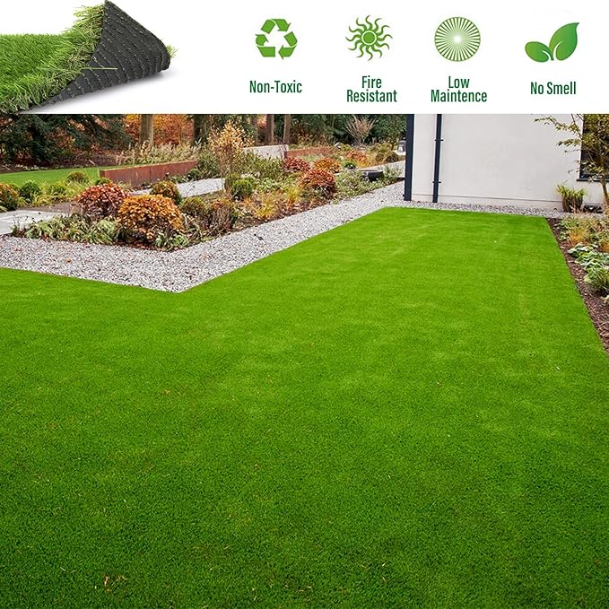 Artificial Grass Rug Outdoor Indoor 1FTX87FT Fake Grass Carpet Green Synthetic Grass Pet Turf Realistic Faux Grass Rug with Drain Holes for Garden Lawn Landscape Balcony Home Decor Patio