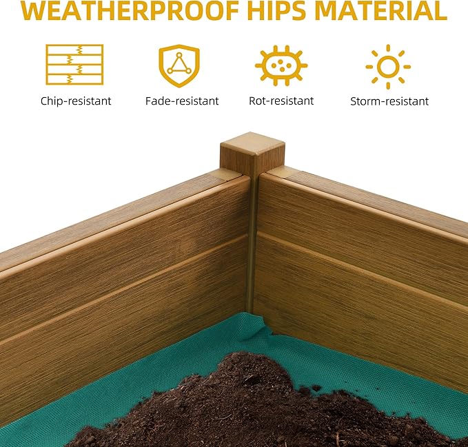 DWVO Raised Garden Bed with Legs Weatherproof Elevated Planter Box Outdoor with Drainage System Patio Planters for Herbs Vegetables Flowers Plant Bed for Garden Balcony Backyard,Teak