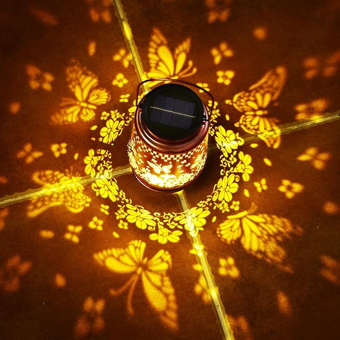Homemory Christmas Gifts for Women Mom Grandma, Solar Lanterns Butterfly Lights Outdoor Waterproof Garden Decor, LED Hanging Solar Lights for Yard, Patio, Backyard, Porch, Lawn