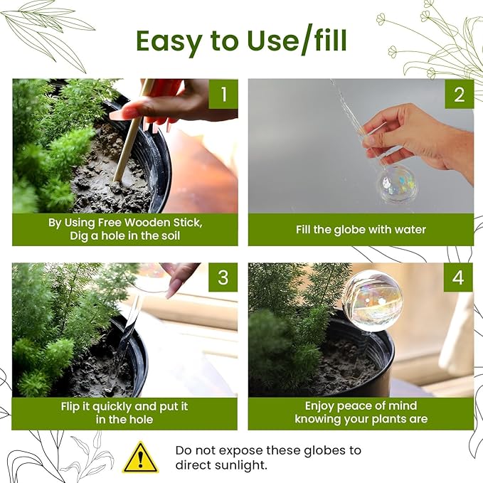 Iridescent Self Watering Globes, Glass Rainbow Plant Watering Globes, Self Watering Planter Insert, Automatic Plant Waterer Indoor (Medium-6 Pcs Iridescent, Medium)