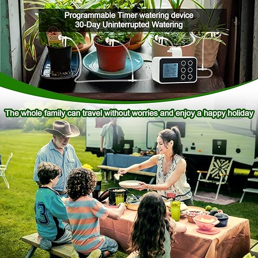 Upgrade Auto Plant Watering Devices Indoor, Plant Waterer for 20 Potted Plants, Houseplant Watering System, Up to 30-Day Programmable Water Timer, Automatic Drip Irrigation Kit for Vacation