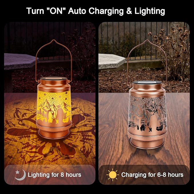 Penguin Gifts for Women Men - Penguin Solar Lanterns Outdoor Waterproof, Birthday Christmas Winter Mother's Day Father's Day Gift, Penguins Decor Hanging LED Solar Lights for Garden Yard Lawn