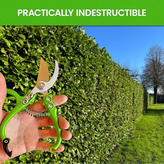 Garden Guru Ergonomic Garden Snips Clippers - Professional Hand Pruner Pruning Shear Scissors with Comfort Grip Handles for Gardening Trimming and Yard Work – High Carbon Steel (2 Pack)
