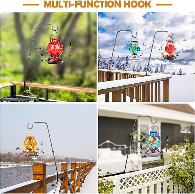 BOLITE Deck Hook, 28 Inch Bird Feeder Hanger for Hummingbird Feeders, Planters, Lanterns, Wind Chimes, Holiday Decorations and More, Heavy Duty, Birthday Gifts for Women Men, Gifts for Mom Dad