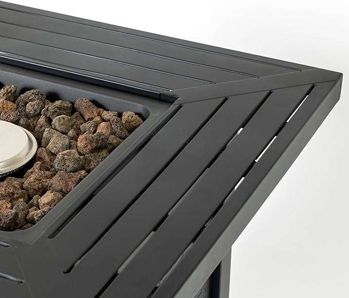 28-inch Upgraded Outdoor fire Table with 50000 BTU, Storage Basket, and Volcanic Stones Suitable for terraces, Gardens backyards