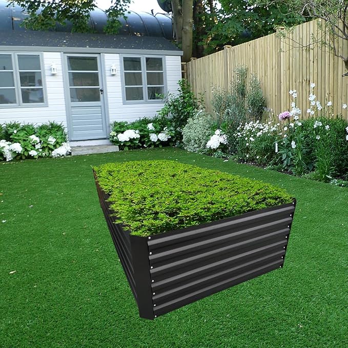 6x2x2FT Metal Raised Garden Bed Kit, Galvanized Outdoor Garden Bed Planter Box for Vegetables, Flowers, Herbs, Succulents and More, Black