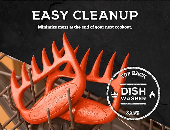 Bear Paws Meat Claws - The Original Meat Shredder Claws for Pulled Pork, USA Made - Easily Lift, Shred, Pull and Serve Pork, Chicken, Brisket and Turkey - Gift for Dad on Christmas! (Orange)