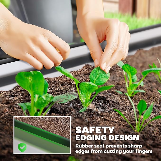 Outsunny 2PCS Galvanized Raised Garden Bed, 7' x 3' x 1' Raised Beds for Gardening with Plant Support Stakes, Rubber Strap Edging and Gloves, Metal Planter Box for Vegetables, Flowers, Silver