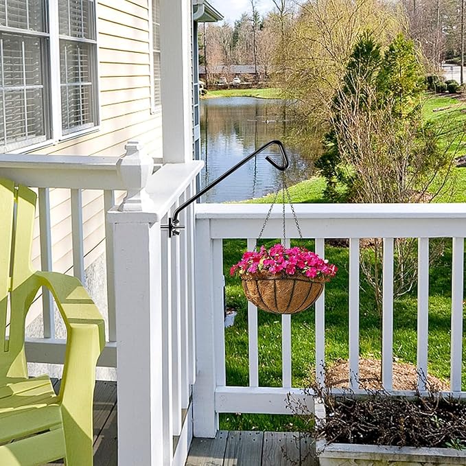 MIXXIDEA 11 Inch Long Fence Deck Hook Rail Hanging Mounting Kit Heavy Duty Bird Feeder Hook Decorative Hanger for Bird Feeders Planters Suet Baskets Lanterns on Balcony Porch Railing Fence