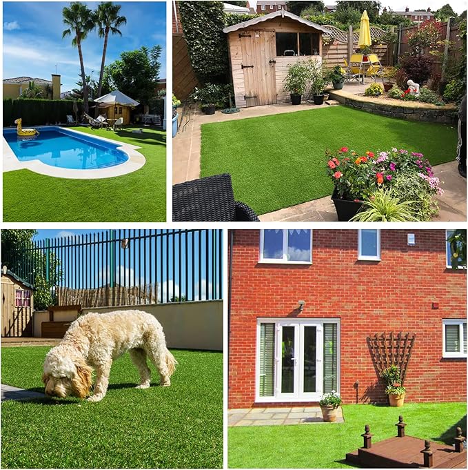 Artificial Grass Rug Outdoor Indoor 5FTX97FT Fake Grass Carpet Green Synthetic Grass Pet Turf Realistic Faux Grass Rug with Drain Holes for Garden Lawn Landscape Balcony Home Decor Patio