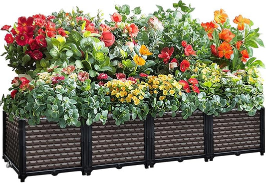 Large Planters for Outdoor Plants 14" Tall Planter Box, Raised Beds for Gardening Self Watering, Elevated Planter Box with Legs, Rectangular Garden Planters for Outdoor Plants Flowers, 62.9"L x 15.7"W