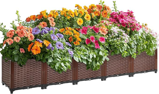 Raised Garden Beds Outdoor Self-Watering, Large Garden Planter Box With Drain Outlet, Elevated Rectangular Raised Beds for Gardening Vegetables Flowers Above Ground Garden Planters, 78.7"x15.7"x14.2"