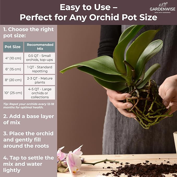 Orchid Potting Mix – Orchid Bark, Sphagnum Moss, Tree Fern & Perlite for Repotting Phalaenopsis Orchids, Indoor Plants, Orchid Soil Medium – Sustrato para Orquídeas (4 Quart)