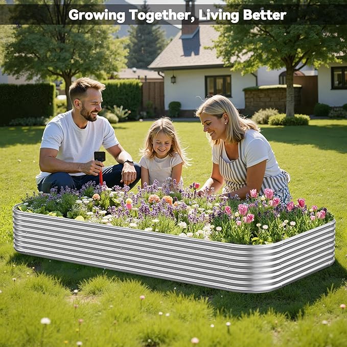 1 Pack 3x2FTx10inch Galvanized Raised Garden Bed Outdoor,Metal Raised Garden Beds Kit for Vegetables,Steel Raised Bed for Gardening,Above Ground Garden Box for Flower