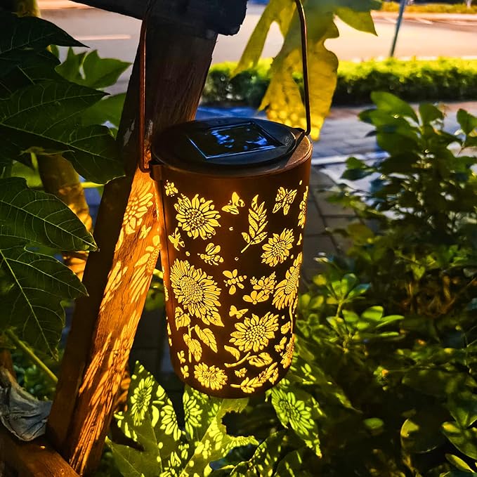 2Pack Sunflower Solar Lanterns Outdoor Waterproof, Birthday Gifts for Women Mom Grandma, Hanging Solar Lights for Yard, Patio, Porch, Garden Decor, Christmas Gifts for Her/Him