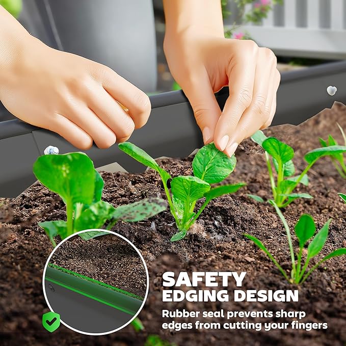 Outsunny 2PCS Galvanized Raised Garden Bed, 7' x 3' x 1' Raised Beds for Gardening with Plant Support Stakes, Rubber Strap Edging and Gloves, Metal Planter Box for Vegetables, Flowers, Dark Gray