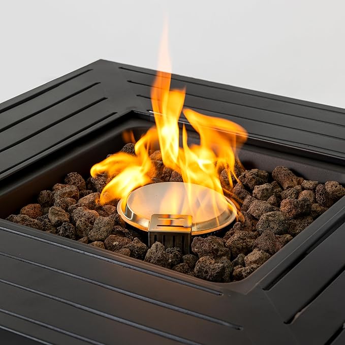 28-inch Upgraded Outdoor fire Table with 50000 BTU, Storage Basket, and Volcanic Stones Suitable for terraces, Gardens backyards