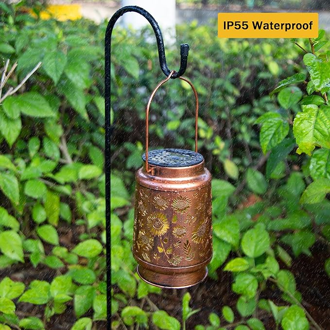 2 Pack Sunflower Solar Lantern Lights, Outdoor Lanterns Garden Decor, Hanging Solar Lantern for Backyard Porch Patio Table Yard Balcony Lawn Pathway, Gifts for Women Grandma Mom