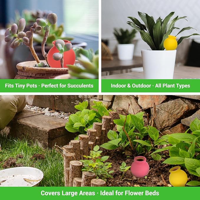 Terracotta Watering Spikes Set -Self Watering Planter Insert with 4 Pcs Automatic Plant Watering System for Indoor Potted Plants, Outdoor Garden, Vacation Plant Care Accessories