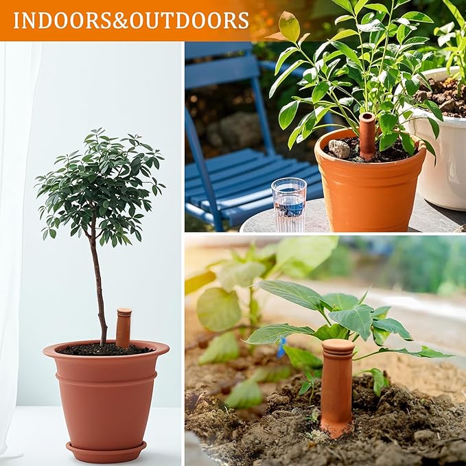 30 oz Terracotta Plant Watering Globes(3Packs), Self-Watering Clay Irrigation Device, Automatic Slow-Release Watering for Indoor & Outdoor Plants, Up to 2 Weeks, for Vacations & Large Potted Plants