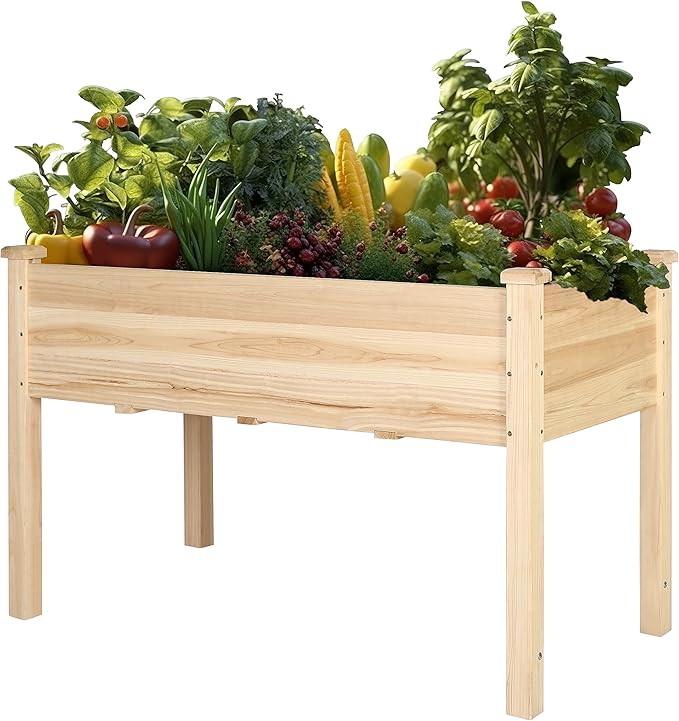BlueWish 47"W x 23"D x 30"H Raised Garden Bed, Cedar Garden Bed with Detachable Black Liner, Drainage Holes, Raised Garden Beds Outdoor 220 lbs Capacity, Raised Beds for Gardening, Vegetable, Flower