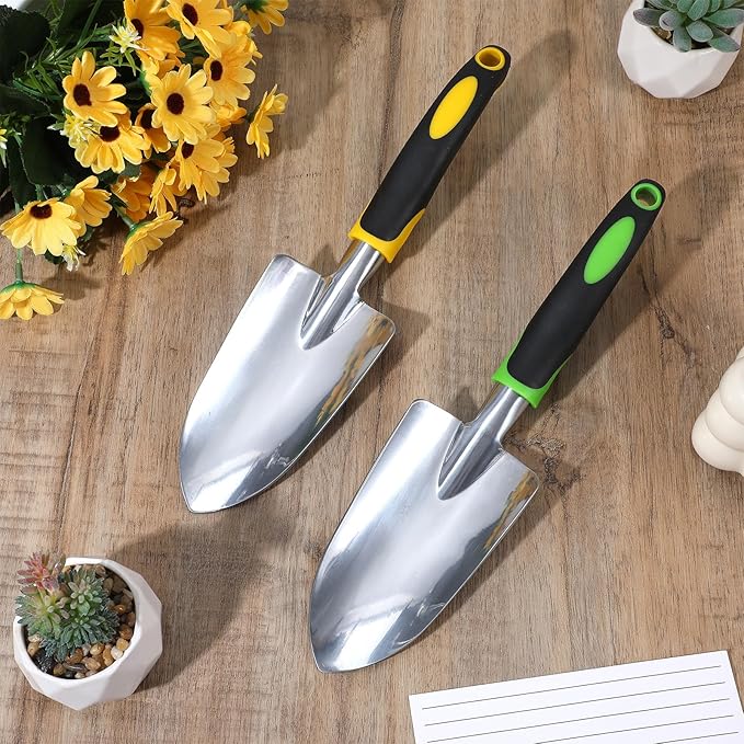 10 Pcs Garden Shovel Aluminum Alloy Heavy Duty Trowel Garden Tool Small Shovels for Digging Metal Hand Trowel Spade with Soft TPR Handle for Lawn Yard Farm Home Shop Planting